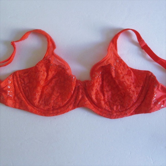 Body Unlined Demi Bra  38D  40DD Coral Orange - Picture 3 of 7